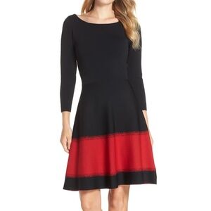 Eliza J Contrast Stripe Fit & Flare Dress